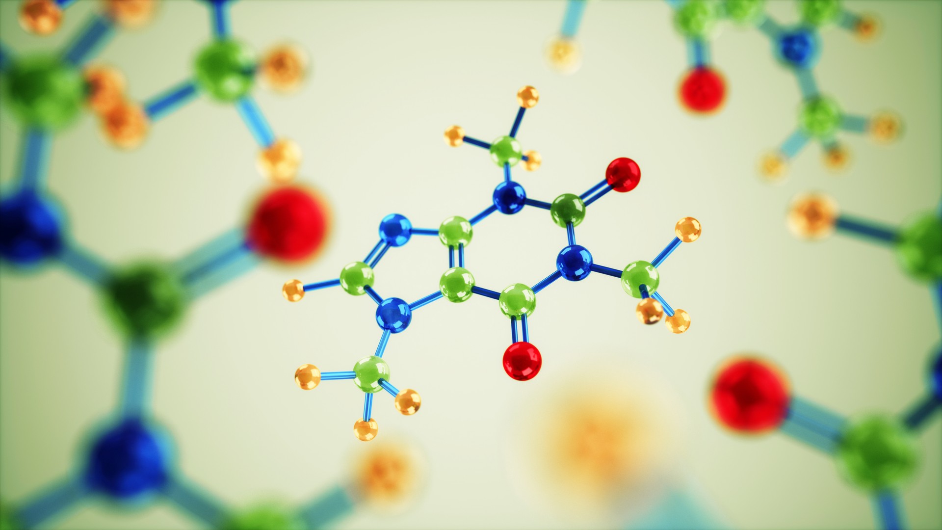 Render of Caffeine molecules